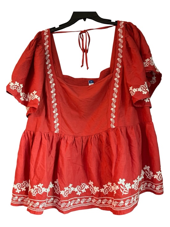 Old Navy Tops - Old Navy Red Embroidered Peasant Tunic Top Size 4X Plus Size Fashion